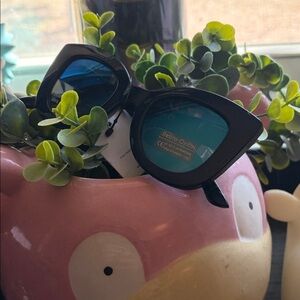 Navy Blue Cat-Eye Sunglasses with Blue Lenses